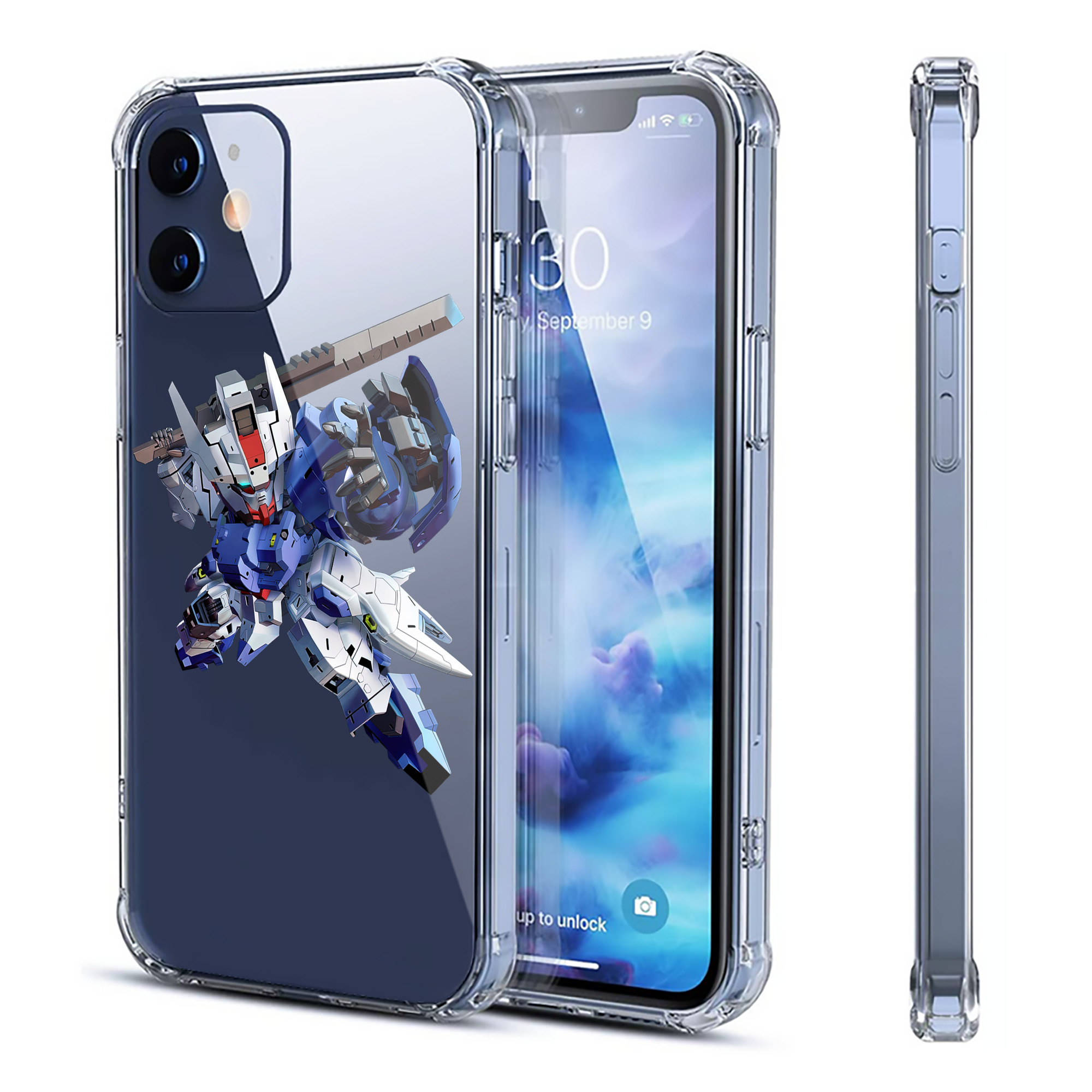 （画像用） 機動戦士ガンダム Mobile Suit Gundam 【iPhone 12シリーズ対応】透明スマホケース（クリアソフトケース）